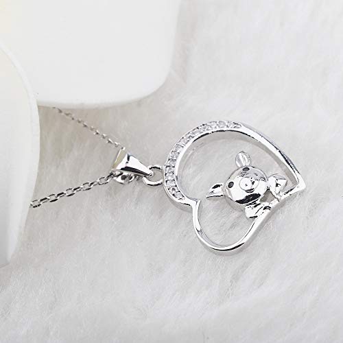 BNQL Friend not Food Pig Necklace Pig Heart Pendant Necklace Pig Lover Gift4