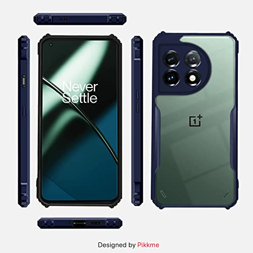Image of Pikkme OnePlus 11 5G Back Cover | Crystal Clear Transparent Back | Ultra Hybrid | Full Camera Protection | Raised Edge | Bumper Back Case (Blue)