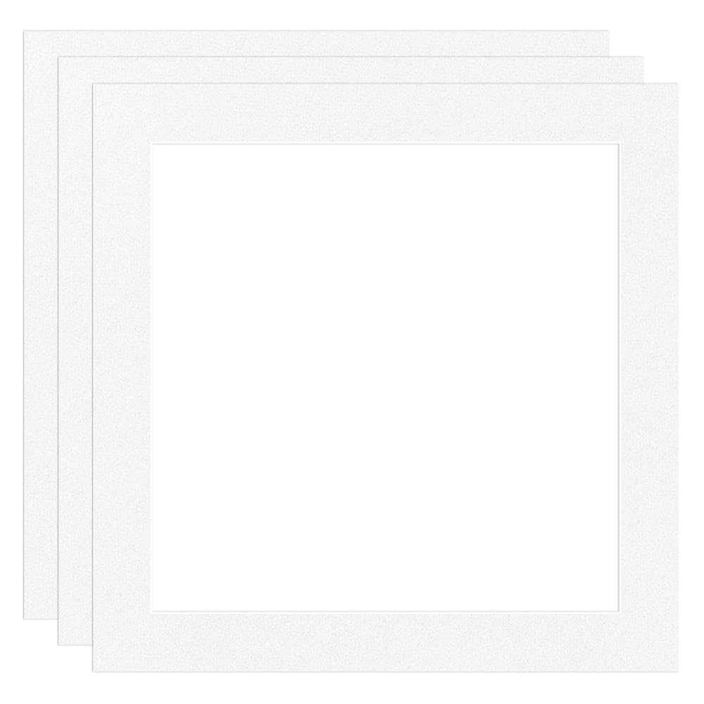 Procut Global 10x10" White Picture Mounts Board to Fit 8x8" Aperture Size - Photo Mount Card Ideal for Prints, Artwork, Crafts & Certificates - Sizes & Colors Available - Pack of 3
