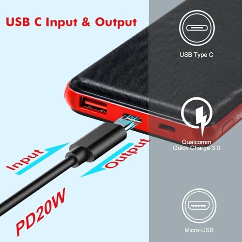 2-Pack Power Bank Portable Charger 10600mAh, PowerBank 2.4A Fast Charging USB C Input and Output, for Smartphones and More - Image 4
