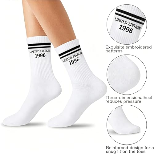 Kazunark Geburtstag Socken, Lustige Baumwollsocken Limited Edition,100% Baumwolle, Geschenk für Teenager, Männer & Frauen,2 Paar Limited Edition Socke 1996 (schwarz)