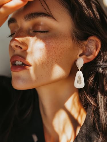 SWEETV Vintage 18K Gold Plated Statement Earrings for Women Trendy, Antique Enamel Chunky Drop Dangle Earrings, Big Crystal Earrings for Fashion Prom Jewelry Gifts2