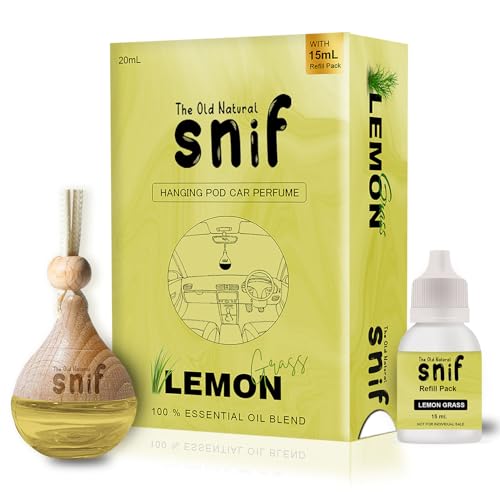 Image of Snif Car Perfume With Essential Oils | Car Perfumes Diffuser With 15ml Refill Pack | Car Fresheners Long Lasting | Car Air Freshener (Pack Of 1, 20ml) (Lemon Grass)