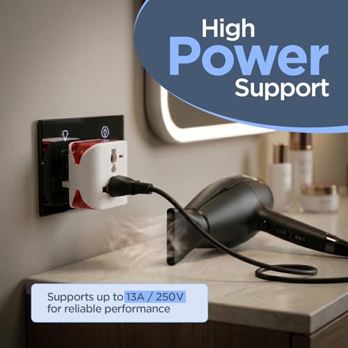 Image of UNIGEN Type G Travel Adapter | UK Plug for India to UK, UAE, Singapore & More | Universal Socket, 13A 250V 2500W| International Travel Plug Adapter | CE & RoHS Certified