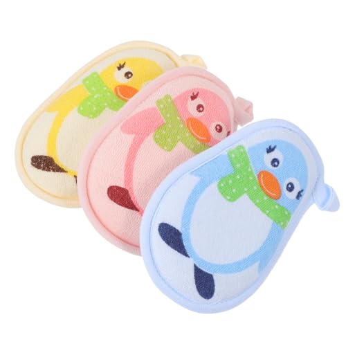 SHOWERORO 3 piezas Esponjas de Baño para Bebés Suaves y Duraderas Absorben Líquido y Generan Abundante Adecuadas para Limpieza Profunda Diaria de Cuerpo Infantil Colores Azul Rosa y