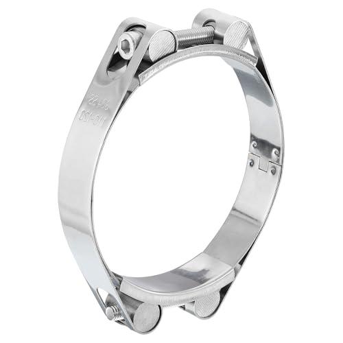 sourcing map T-Bolt Hose Clamp, 304 Stainless Steel Intake Soft Hose, Clamp Range 110-120mm for 4.72" Hose ID, T-Clamps for Automotive, Intercooler, Radiator, Silver