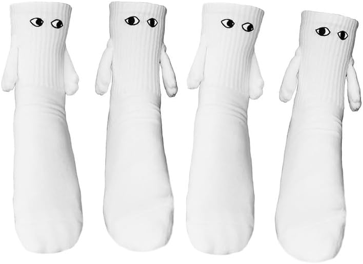 2 pares de calcetines de mano a mano, calcetines de amistad, calcetines magnéticos, calcetines de mano para amigos, calcetines de mano para parejas,