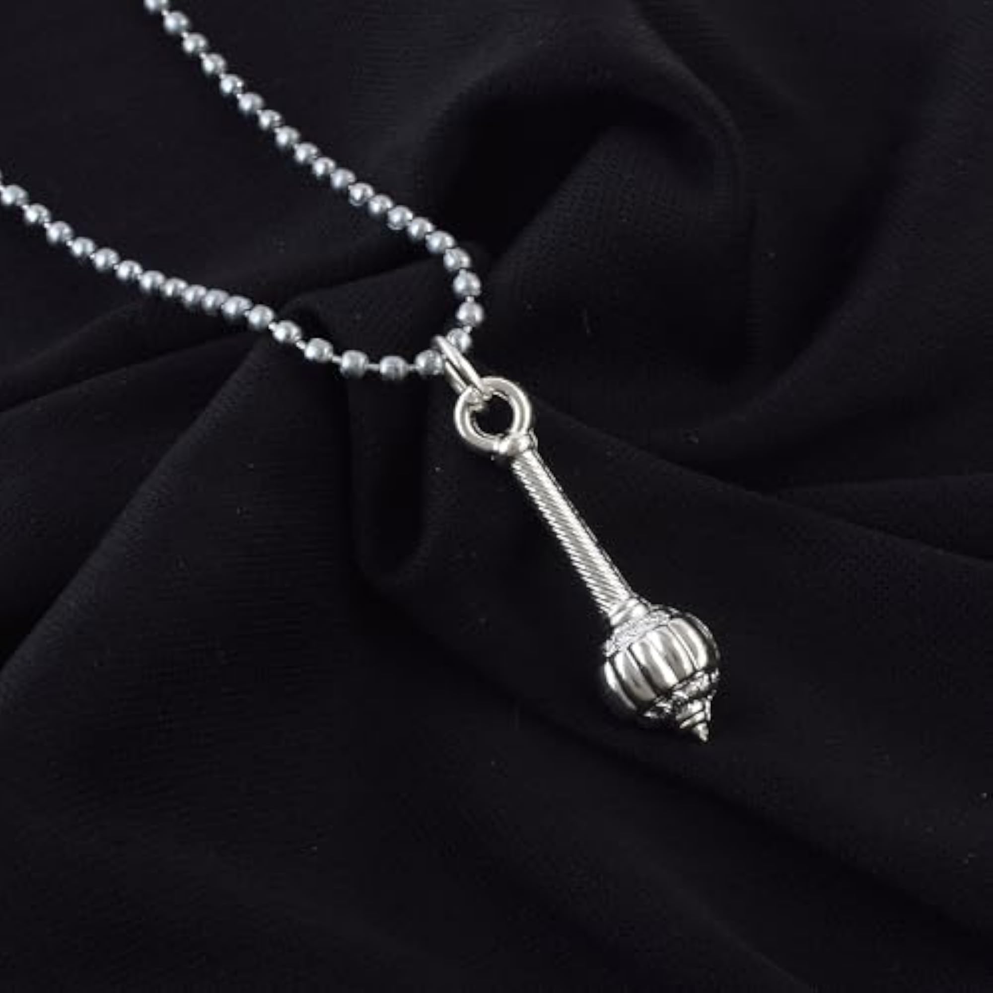 Hanuman Gada Silver Finish Pendant Locket with Chain
