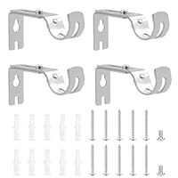 4 x Gardinenstange Halterungen, Verstellbare Gardinenstangenhalterungen, Gardinenstangen Halterung, Vorhangstange Halterung, Metall Wandhalterung Vorhangstangen Halterungen für Gardinenstangen 25mm
