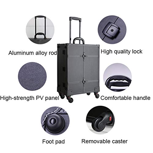 OCYE Kosmetikkoffer Professional mit LEDKosmetikkoffer Trolley mit Rollen und Schminkspiegel, 40 × 22 × 50cm, blau – Bild 2