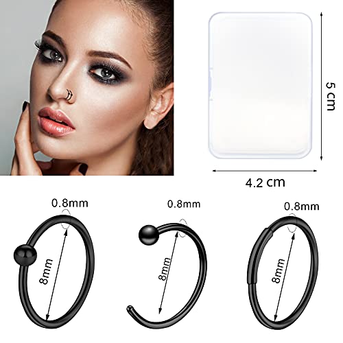 ONESING 36-42 PCS 20G Black Nose Rings and Studs for Women Men - Piercings Jewelry Hoops Screw4