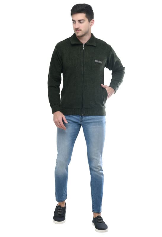 Image of MANRA MANRA Men Zipper Thick Fabric Woolen Winterwear Full Sleeve Collar with Side Pockets Jacket /Sweater