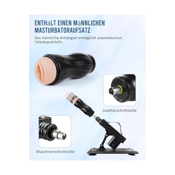 iKenmu Sex Maschine Fickle Maschine Männer Extrem Sex Spielzeug Fickmaschine Anal Dildo Sexmaschine Stoßfunktion Liebesmaschine Sexmaschine 3XLR mit 4"Saugnäpfe und 6*Zubehör Masturbations (Schwarz) – Bild 5