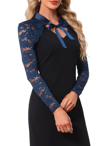 Image of Allegra K Victorian Shrug for Women's Lace Gothic Tie Neck Evening Bolero