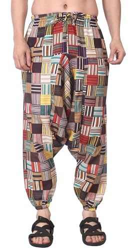 Image of Whitewhale Men's Cotton Solid Harem Pants Yoga Trousers Hippie Pant