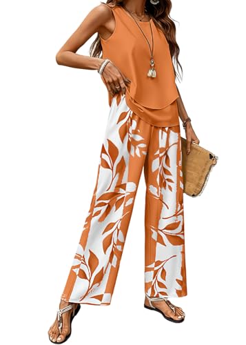 Débardeur sans manche et pantalon assorti en ensemble fluide pour un look élégant