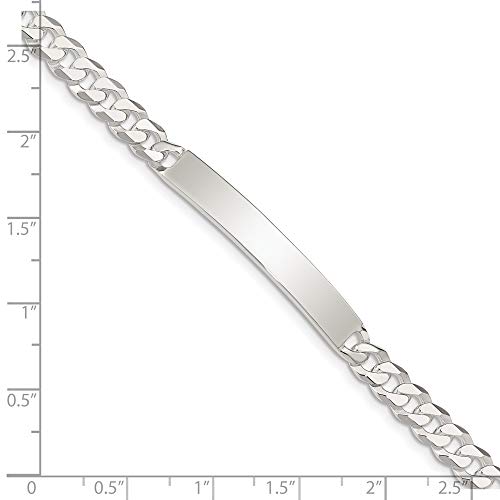 Polished Engravable Personalized Custom 925 Sterling Silver Curb Link Id Bracelet For Men Or Women Length 7.5 Inches Width 6 Mm With Lobster Claw Clasp #TOP3