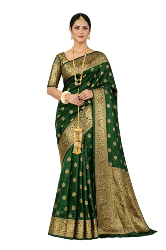 Image of Women's Soft Silk Style Jacquard Saree with Rich Zari Woven Border & Pallu | 5.6 Mtr Saree with 0.8 Mtr Unstitched Blouse