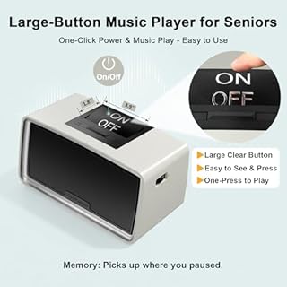 VigorKeeper Simple Music Player for Dementia Alzheimer's Seniors, Easy-to-Use Audiobook Player for Elderly Parents, Large On/Off Button, Plug-and-Play, One-Touch Play, Loud Sound, 32GB TF Card