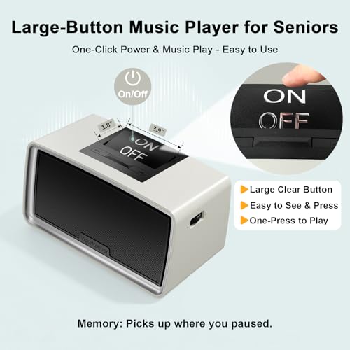 VigorKeeper Simple Music Player for Dementia Alzheimer's Seniors, Easy to Use Music Box for Elderly Parents, Large On/Off Button, Plug-and-Play, One-Touch Play, Loud Sound, 32GB TF Card by VigorKeeper - Image 2