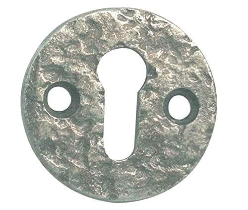 Euroart Handforged Iron Traditional Pewter Door Keyhole Escutcheons Lock Cover (Circular Escutcheon)