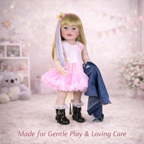 Muñeca Rainbow Dreams Reborn 22" con vestido y accesorios miniatura 3
