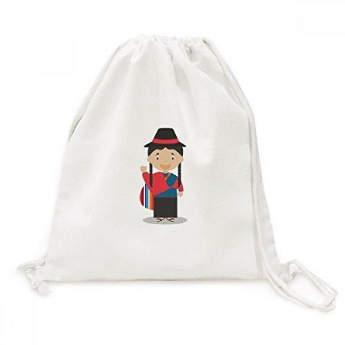Sac cordon de voyage en toile souple avec motif cartoon imprimé