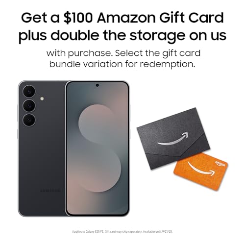 Image of SAMSUNG Galaxy S25 FE Cell Phone + Gift Card & Storage Upgrade, 256GB Unlocked Android AI Smartphone, Large Display, 4900mAh Battery, High Res-Camera, AI Photo Edits, US 1 Yr Warranty, JetBlack