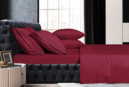 Image of Mocassi Cali King Sheet Set - Luxury Hotel 1800 Premier Bedding Sheets & Pillowcases - Ultra Soft Breathable & Cooling Bed Sheets - Deep Pocket - Wrinkle Resistant - 4 Piece - Cali King, Burgundy