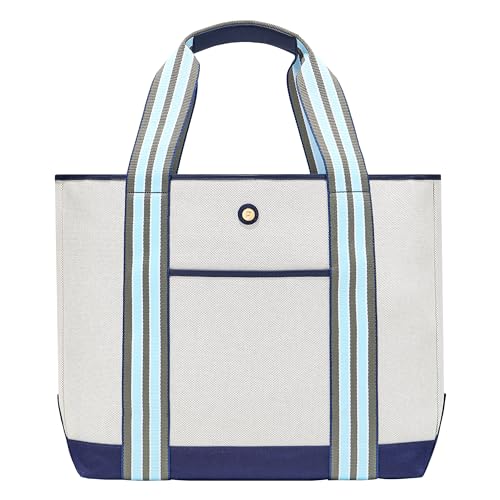 Paravel Cabana Tote Bag | Made with Recycled Canvas Material & Vegan Leather | Premium Everyday Tote Bag | Marlin, Medium