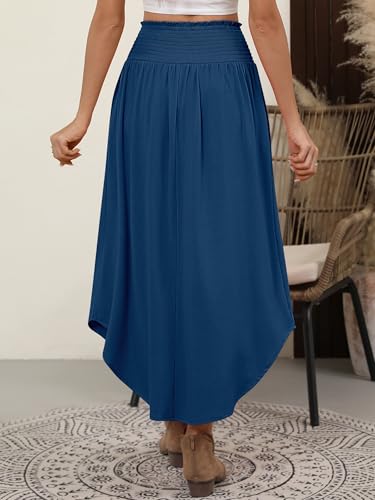 Image of ANRABESS Women's Maxi Skirts Summer Boho Floral High Waisted Flowy Swing Pleated Beach Long Skirt with Pockets