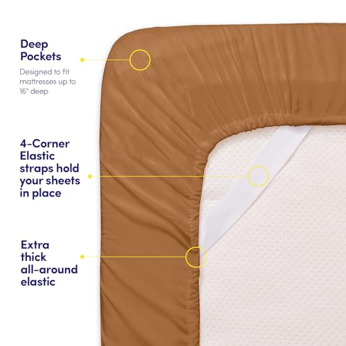 1500 Supreme Collection Queen Sheet Sets Mocha Brown - Luxury Hotel Bed Sheets and Pillowcase Set for Queen Mattress - Extra Soft, Elastic Corner Straps, Deep Pocket Sheets, Queen Mocha Brown by Sweet Home Collection - Used condition - Image 5