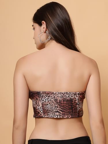 Image of Trendy Leopard Print Tube Top for Women - Stylish Strapless Sleeveless Summer Top, Slim Fit Bodycon Blouse, Western, Sexy Casual Fashion Outfit