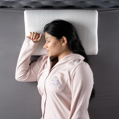 Image of Wakefit Shape-Sensing Contour Pillow | Memory Foam with Shape-Adaptive Support | Neck & Shoulder Pain Relief | White| 19.5 x 11.5 x 4 inch | Set of 2