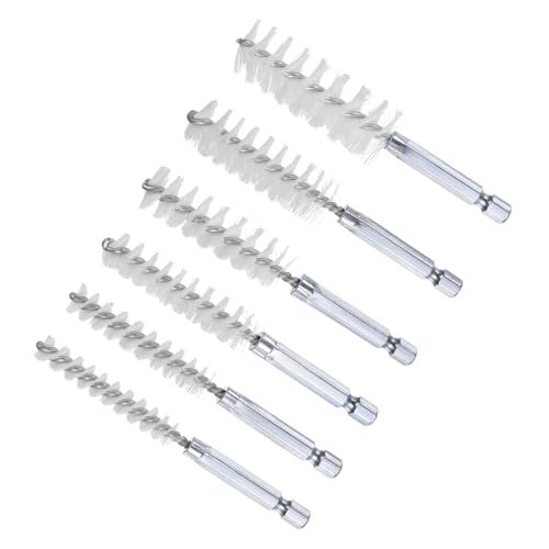 Image of Bore Brushes Set, 8mm 10mm 12mm 15mm 17mm 19mm Dia, Nylon Twisted Cleaning Wire Brushes with 1 /4 Inch Hex Shank - (Applications: for Power Drill), 6-Pieces