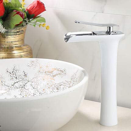 Robinet de salle de bain en laiton mitigeur d'évier cascade design blanc