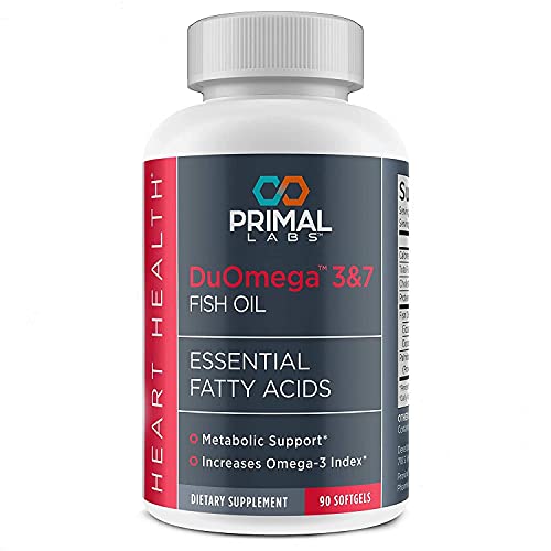 Primal Labs DuOmega 3&7 Fish Oil Supplement with Omega 3 Fatty Acid, Gluten Free Fish Oil Omega 3 & 7, Dual-Strength Omega 3 Fish Oil with EPA, DHA and Palmitoleic Acid for Metabolic Support, 90 Count