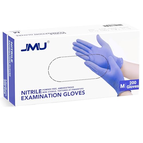 Image of JMU 200 Medical Nitrile Gloves Medium, 3.5 Mil Powder Free Latex Free Glove | Disposable Exam Gloves for Medical, Cooking, Cleaning