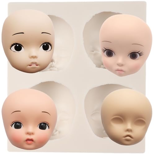 MINFEIDMS Moules en silicone pour visage humain pour bébé - Moule à fondant - Poupée - Visage - Chocolat - Décoration de gâteau - Décoration de cupcake...