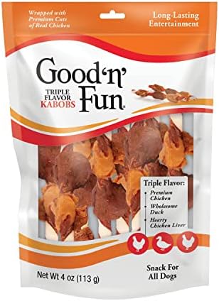 Good'n'Fun Triple Flavor Kabobs 4 Ounces, Snack for All Dogs