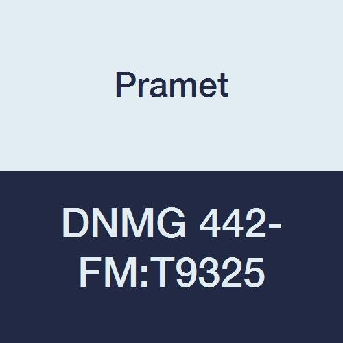 Pramet DNMG 442-FM:T9325 Carbide Indexable Turning Insert, Steel (P25), Negative, 1/2" I.C., 1/4" Thick, CVD, DOC=.020"-.118", Feed Rate=.006"-.018"/Rev, 55 Degree Diamond, Black (Pack of 10)