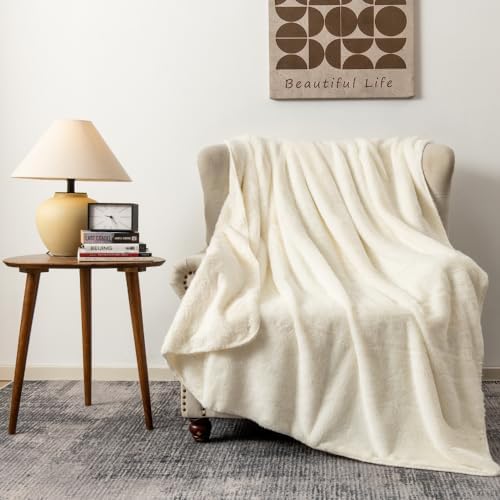 COOVA Big Faux Rabbit Fur Blanket King Size, 380GSM