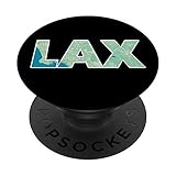 El diseño tiene el código de aeropuerto LAX para Los Ángeles, California con un mapa de la costa de Los Ángeles y las zonas circundantes en el fondo.