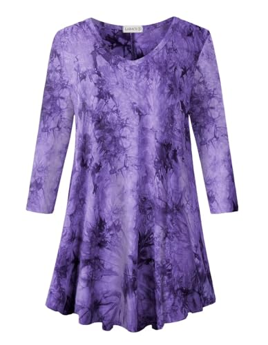 Image of LARACE Tunics 3 /4 Sleeve Plus Size Tops for Women V Neck Loose Fit Flowy Clothing for Leggings