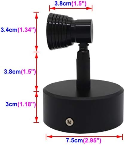 3W LED Spotlight Adjustable Jewelry Display Cabinet Light USB Plug In Lamp On/Off Button Black Pure White