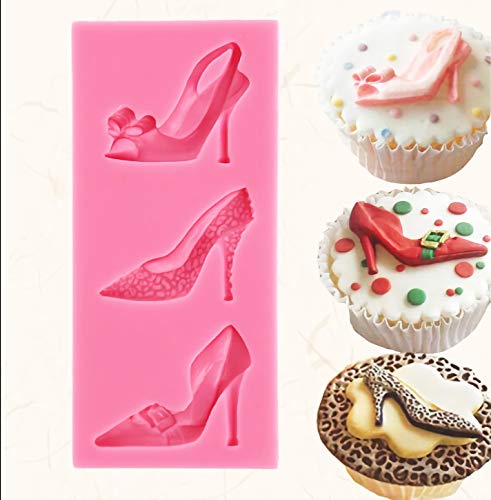 HengKe 2 peças de sapatos de salto alto molde de silicone para doces para gelatina faça você mesmo,