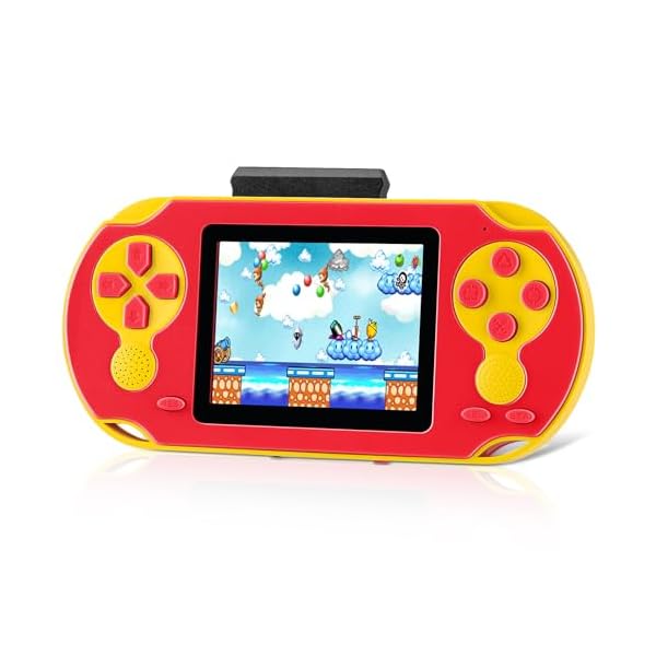 16 Bit Handheld Game Console for Kids, Video Game Console with Built in 230 HD Games, 3.0” Screen Gaming Consoles with 3 Game Cartridges, Portable Rechargeable Game Console for Ages 4-12 (Red)