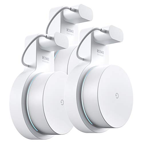 Google WiFi Wall Mount 3 Pack [Original Rectangular Plug: 2017 - Holiday 2020] Google Mesh Holder Without Messy Wires or Screws by KIWI design (White 3 Pack)