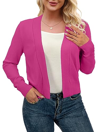 Image of AAMILIFE Women Long Sleeve Cropped Knit Sweater Cardigans Open Front Bolero Shrug
