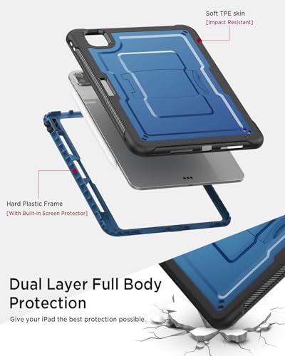 Coque iPad Pro 11 avec protège-écran et porte-stylet bleu - 4